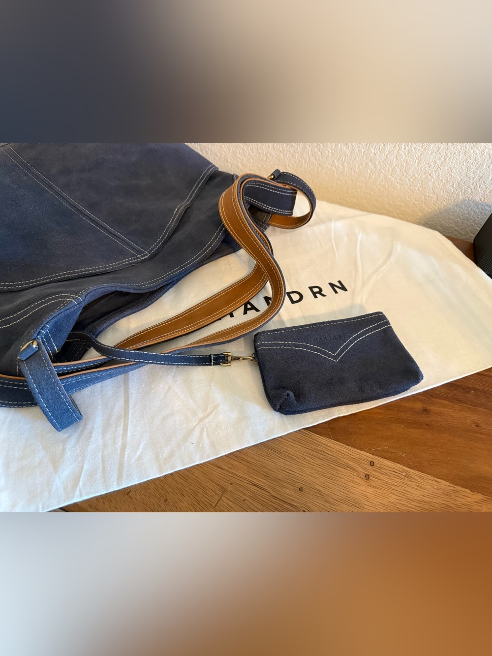 Mandrn Ezra Denim Suede Zip Tote or Backpack Used Once - Picture 4 of 13